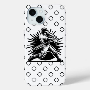 Étui pour IPhone 15 silhouette de batteur de baseb
