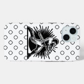 Étui pour IPhone 15 silhouette de batteur de baseb (Verso (horizontal))