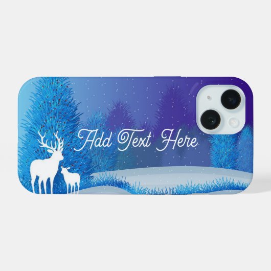 Étui pour iPhone 15 silhouette de cerf (Verso Horizontal)