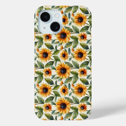 Étui pour iPhone 15 thème tournesol (Verso)