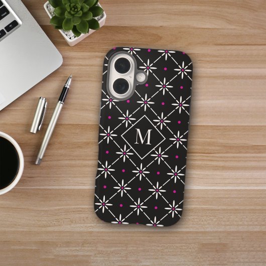 Étui pour iPhone 16 à monogramme en treillis flora