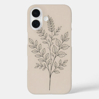 Étui pour iPhone 16 à motif botanique minimaliste