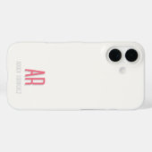 Étui pour iPhone 16 avec monogramme minimal rose (Verso (horizontal))