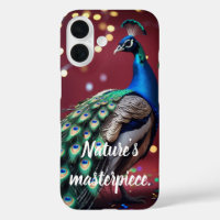 Étui pour iPhone 16 avec plume de paon bleu sarcel