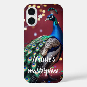 Étui pour iPhone 16 avec plume de paon bleu sarcel
