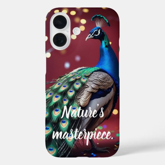 Étui pour iPhone 16 avec plume de paon bleu sarcel (Verso)