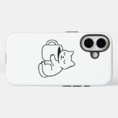 Étui pour iPhone 16 Chat Mignon Tenant un Café Min (Verso (horizontal))