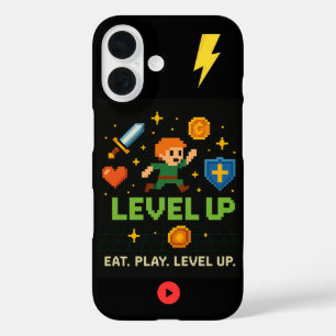 Étui pour iPhone 16 Level Up Gamer – Style Rétro P