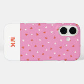 Étui pour iPhone 16 Monogramme Chic Rose (Verso (horizontal))