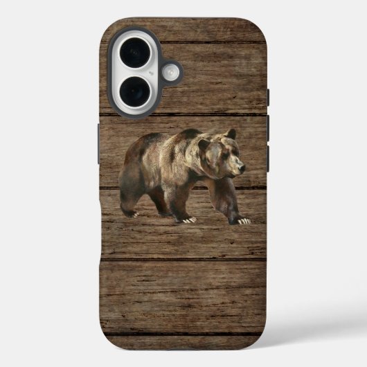 Étui pour iPhone 16 Ours Grizzly Vintage (Verso)