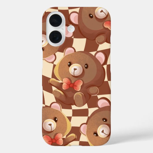 Étui pour iPhone 16 'Ourson à Carreaux' (Verso)
