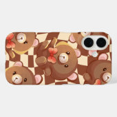 Étui pour iPhone 16 'Ourson à Carreaux' (Verso (horizontal))