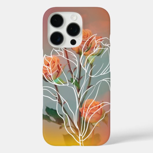 Étui pour iPhone 16 Pro 'Rose Orange & Dessin au T (Verso)