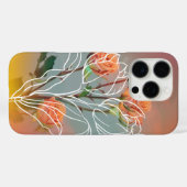 Étui pour iPhone 16 Pro 'Rose Orange & Dessin au T (Verso (horizontal))