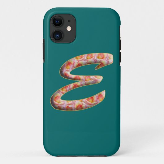 Étui pour Iphone 5 à motif monogramme E en roses (Dos)