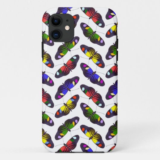 Étui pour iPhone 5 Arc-en-ciel de papillons (Blanc (Dos)
