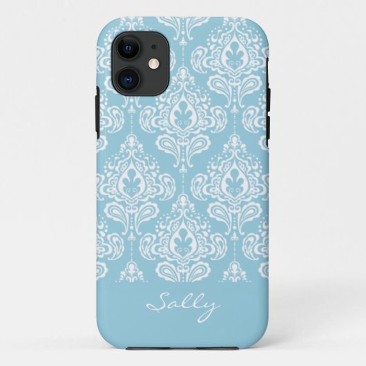 Étui pour iPhone 5 en damas bleu (Dos)