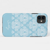 Étui pour iPhone 5 en damas bleu (Dos (Horizontal))