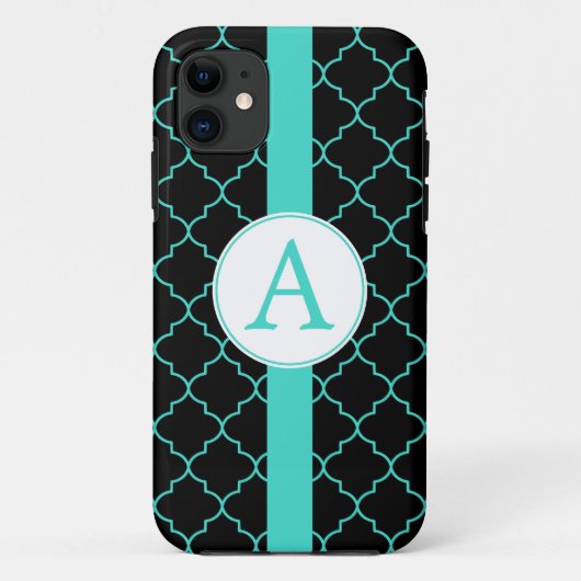 Étui pour iPhone 5 Monogramme Turquoise Dramatique (Dos)