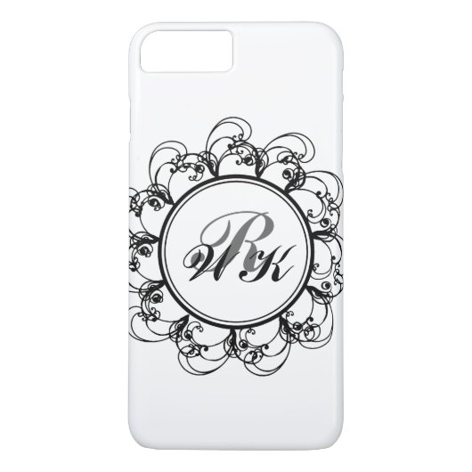 Étui pour iPhone 7 à monogramme floral blanc (Dos)