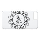 Étui pour iPhone 7 à monogramme floral blanc (Dos (Horizontal))