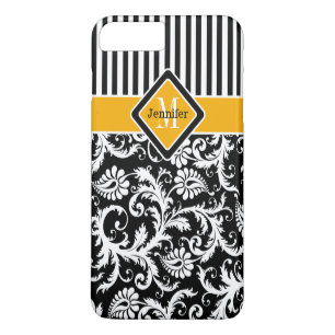 Étui pour iPhone 7 Damas, Rayures Jaune 2
