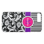 Étui pour iPhone 7 | Damas | Rayures | Rose 3 (Dos (Horizontal))