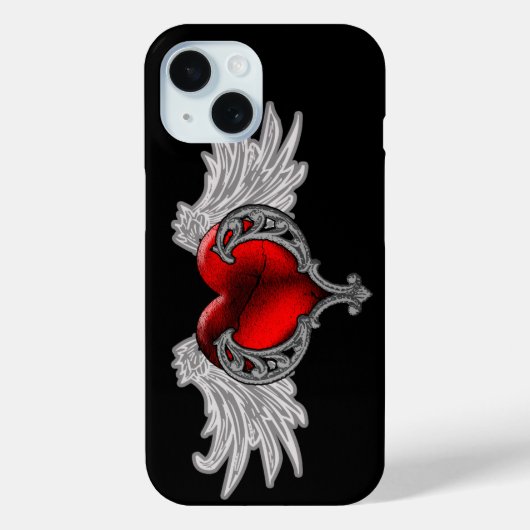 Étui pour iPhone 7 Goth Heart avec ailes d'ange (Verso)
