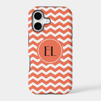 Étui pour iPhone à monogramme Chevron Tangerine/Or