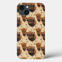 Étui pour iPhone à motif buffle et plume / boîtier
