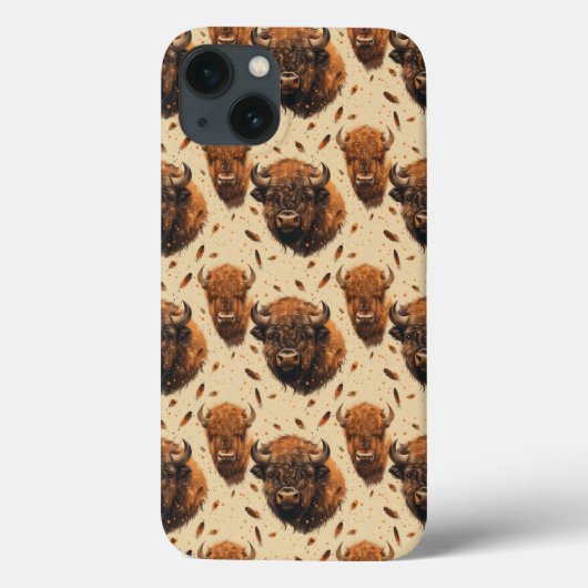 Étui pour iPhone à motif buffle et plume / boîtier (Verso)