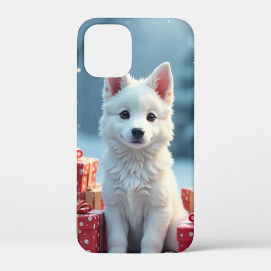 Étui pour iPhone avec chiot blanc enneigé pour les (Verso)