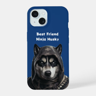 Étui pour iPhone bleu personnalisé Ninja Husky