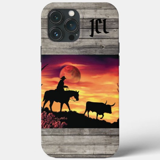 Étui pour iPhone Cowboy et bouvillon de race Longh (Verso)