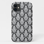 Étui pour iPhone Damask - Blanc sur Noir (Dos)