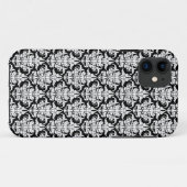 Étui pour iPhone Damask - Blanc sur Noir (Dos (Horizontal))