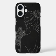 Étui pour iPhone Fille Esthétique – Dessin au trai
