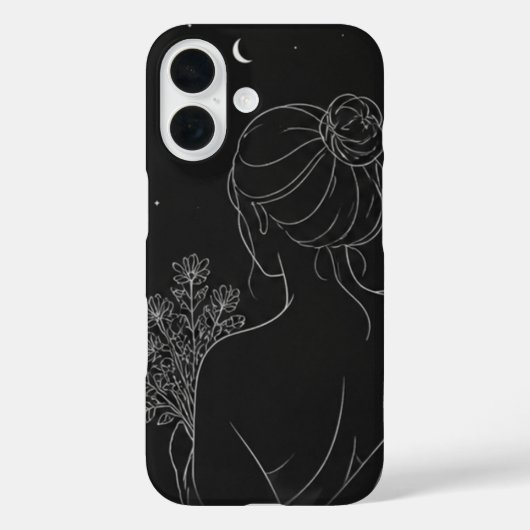 Étui pour iPhone Fille Esthétique – Dessin au trai (Verso)