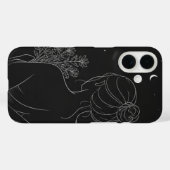 Étui pour iPhone Fille Esthétique – Dessin au trai (Verso (horizontal))