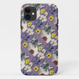 Étui pour iPhone / iPad Chat et Fleurs