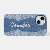Étui pour iPhone / iPad en denim de jean bleu (Verso Horizontal)