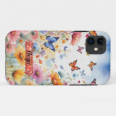 Étui pour iPhone / iPad Papillon Orange Bleu Flora (Dos (Horizontal))