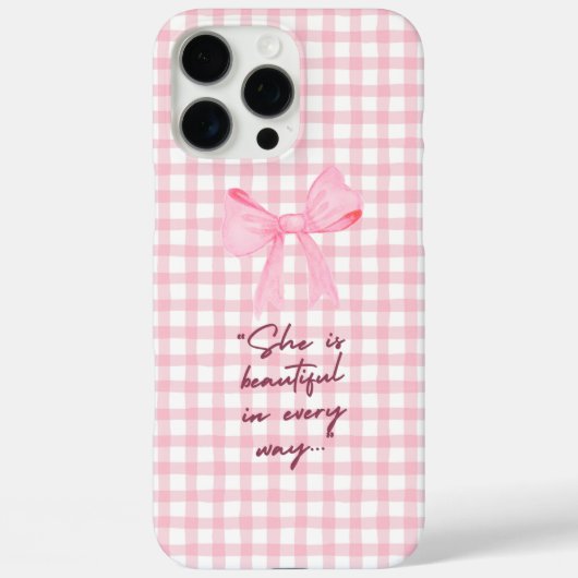 Étui pour iPhone / iPad rose et blanc avec nœud ro (Verso)