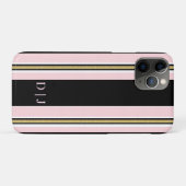 Étui pour iPhone Rose & Or Blanc Rayure Noire (Dos (Horizontal))