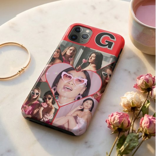 Étui pour iPhone sarcelle à collage de 6 photos Mo