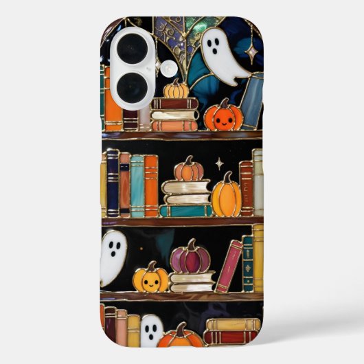 Étui pour iPhone Spooky Cozy Design de bibliothèqu (Verso)