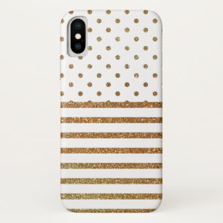 Étui pour iPhone X à paillettes fausses blanches e