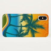 Étui pour iPhone X Coucher de soleil sur une plage (Dos (Horizontal))