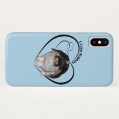 Étui pour iPhone X I Love Rabbits (Bleu clair) (Dos (Horizontal))