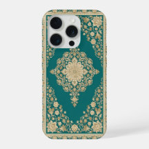 Étui pour téléphone à tapis persan turquoise avec
